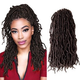Niseyo Faux Locs Crochet Hair 16 Inch Soft locs, 6 Packs Short Crochet Locs Pre Looped Crotchet Straight Synthetic Hair Extensions (4#, Brown)