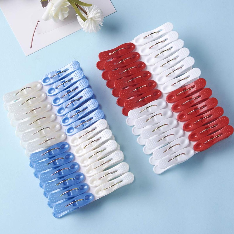 YOUOWO 48 Pack Clothespins Towel Clips Plastic Clothes Clips White