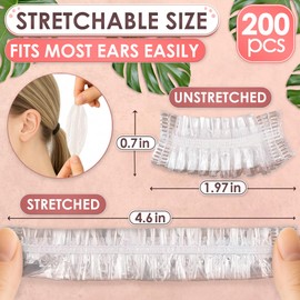 200 Pcs Ear Covers for Shower - Lightweight Disposable Ear Covers For Hair Dye, Stretch Up To 4.6" for Comfortable Wear - Protection from Water Splashes and Chemicals During Hair Wash and Coloring