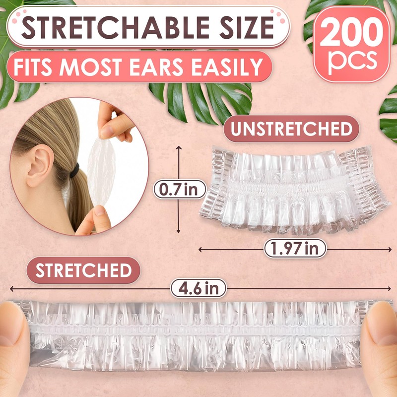 200 Pcs Ear Covers for Shower - Lightweight Disposable Ear
