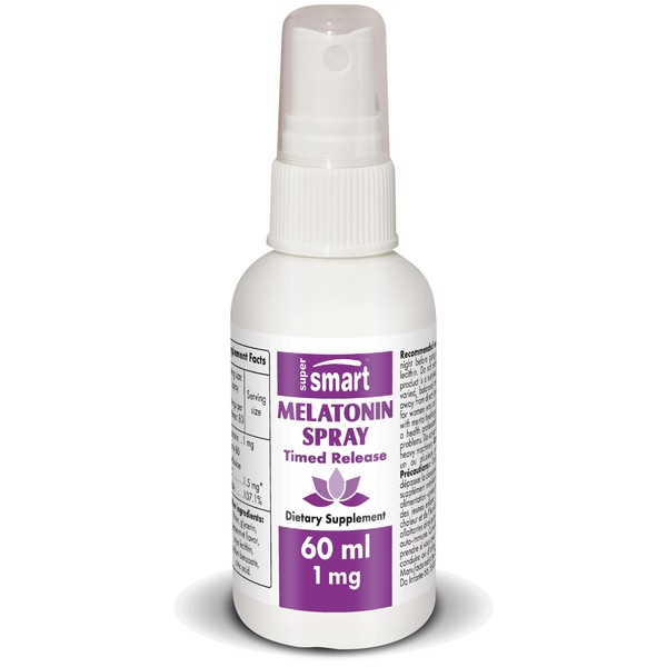 Supersmart - Melatonin Timed Release Spray 1 mg - Helps Reduce Time to Fall Asleep | Non-GMO & Gluten Free - 60 ml