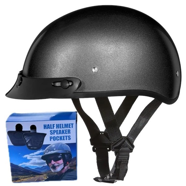 Daytona Helmets Skull Cap Half Helmet- DOT Approved- with Speaker