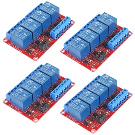 AOICRIE 4pcs 24V Relay Module 4 Channel Relay Board with Optocoupler Isolation Suport High/Low Level Trigger for Raspberry Pi
