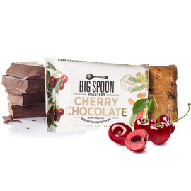 Big Spoon Roasters Cherry Chocolate Nut Butter Bars - Low Carb, High Protein Bars with Non-GMO Pea Protein - Energy Bars with Peanut & Pecan Butters - Gluten-free, Soy-free, Lean Protein Bars - 12-Count