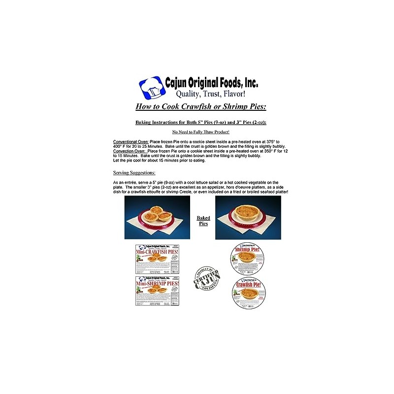 Cajun Original Cajun Crawfish Pie (MINI) 4 - 2 oz
