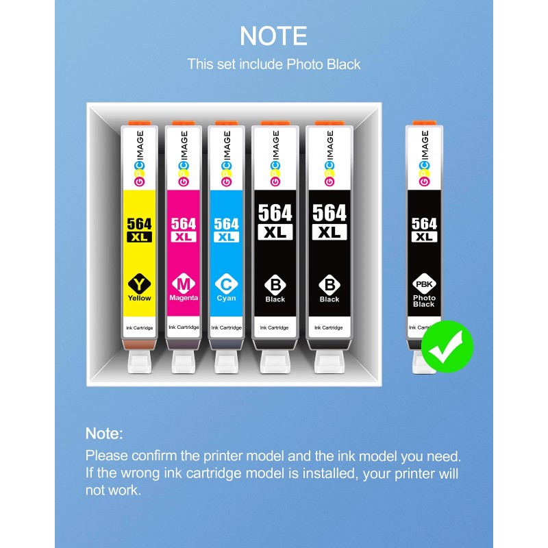 GPC Image 6 Pack Compatible HP 564XL Ink Cartridges Black
