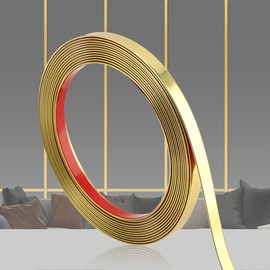 QDYMXUN Glossy Gold Peel and Stick PVC Molding Trim, Flexible DIY Wall Accent Strip for Mirror Frame, Cabinet, Edges & Borders and Tiles (197''L x 0.4''W)