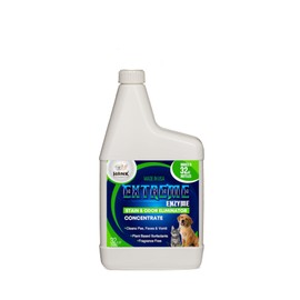 EXTREME ENZYME, PET STAIN & ODOR ELIMINATOR - Concentrate, makes 2 gallons. Triple action bio-enzymatic cleaners and plant based surfactants break down pet mess forever. FRAGRANCE FREE, makes 256 oz