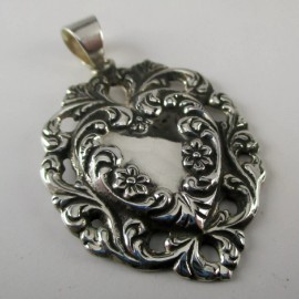 Brown County Silver Sterling Silver LACY HEART Charm for Bracelet or Pendant VINTAGE NEW Log Cabin