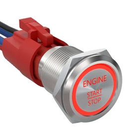 APIELE Push Start Ignition Switch, Off-(ON) Instant Engine Start Push Button Switch, 12V Waterproof Car Engine Push Button Switch with LED Light for Car(RED LED)