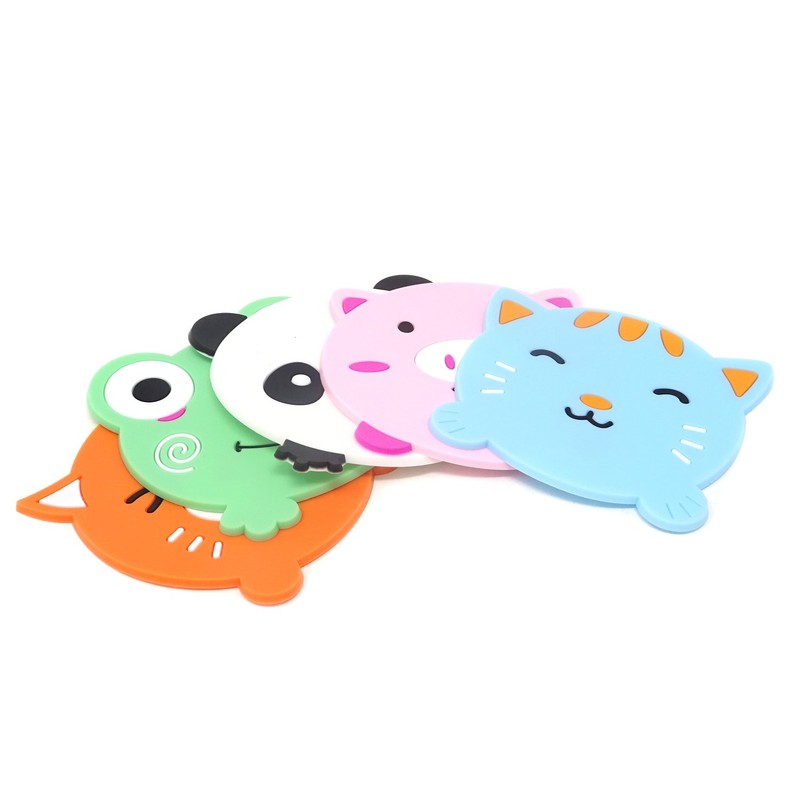 Honbay 5PCS Cute Colorful Animal Silicone Rubber Coasters Cup Mats