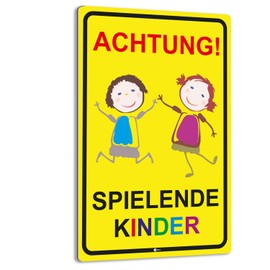 'Sign "Warning. Playing Children, Various Sizes, Art. _ 065, Caution, Beware, Warning Sign of children, Slow Ride, Play Street