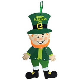 Saint Patrick's Day Decor ~ Smiling Jointed Felt Leprechaun Hanging Decoration