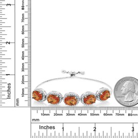 Gem Stone King 5-Stone Tennis Bracelet For Women | 9X7MM Oval Gemstone Birthstone | 925 Sterling Silver | Adjustable Bolo Bracelet For Women | Easy-On Easy-Off