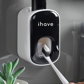 Ihave Toothbrush Holder Wall Mounted with Toothpaste Dispenser - Easy to Install, Sturdy, and Stylish Bathroom Decor & Bathroom Accessories ihave - Color: Pitch-Black