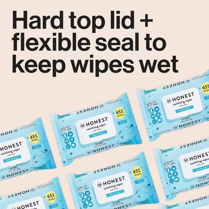 The Honest Company Fragrance-Free Sanitizing Alcohol Wipes, Antibacterial with Aloe,