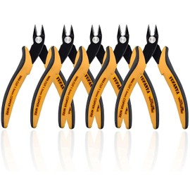 YUFANYA 5PCS Flush Cutters,Wire Cutters for Side Cut,Nut Cut with Softy Anti-Slip Handle and Internal Spring Wire Clippers,Heat Treated Carbon Steel Made Snippers(Yellow& Black), 5Pack
