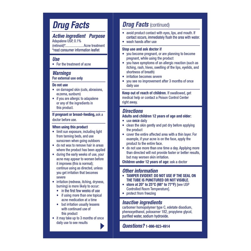 TARO Adapalene 0.1% USP Gel, Paraben Free, Retinoid Acne-Prone Facial