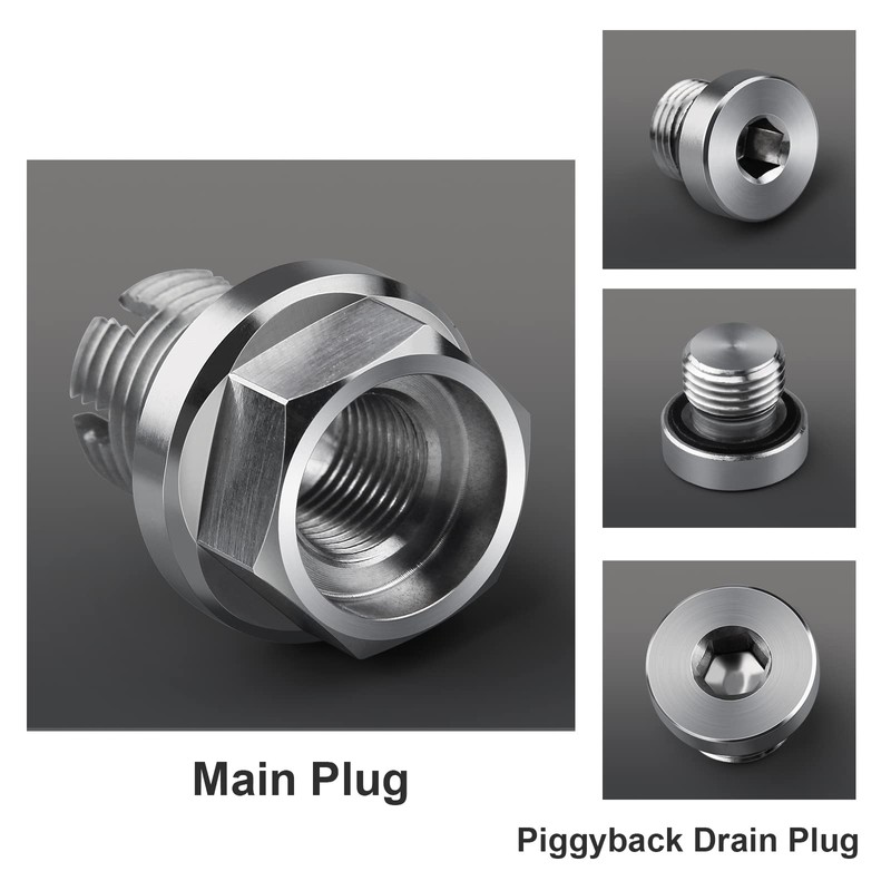 DEEFILL M14.1-1.5 x 15mm Oversize Piggyback Oil Drain Plug, Stainless