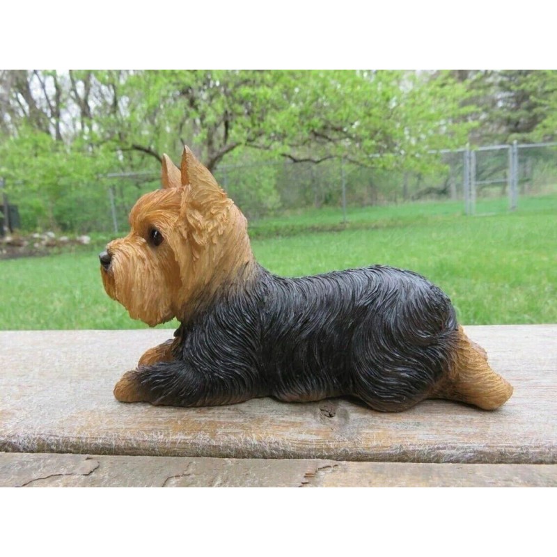 Realistic Yorkshire Terrier Puppy Dog Garden Statue Yorkie Sculpture Home