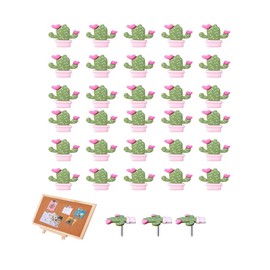 Taicols 30 Decorative Cactus Thumbtacks, Stainless Steel Pointed for Map Photos, Colored Thumbtacks for Map Soft Wood Board Photo Display, Office and Home Furnishings