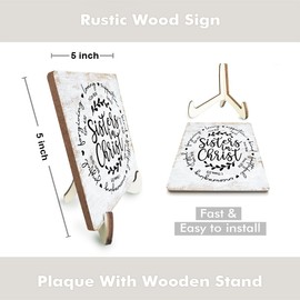 Inspirational Wood Sign Rustic Desk Decor Home Bedroom Desk Accessories Decorative Motivational Positive Christian Religious Bible Verse Faith Decorations Office Supplies Cubicle Decor Shelf Plaque