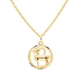MyGold Zodiac Sign Pendant (Without Chain) Yellow Gold 333 Gold (8 Carat) Diameter 15 mm Round Star Sign Horoscope Constellation Pendant Gavno MOD-04433, 8 Carat (333) Yellow Gold, Capricorn