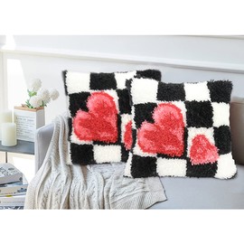 JDWBT Latch Cushion for Knotting Yourself, DIY Cushion Cover, Black and White Cushion Cover, Sofa Cushion Cover, Latch Cushion Set for Children, Adults (Black and White Love)