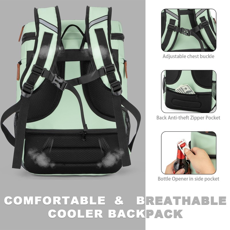 Insulated Cooler Backpack,33 Cans Multifunctional Double Deck Leakproof Cooler Bag