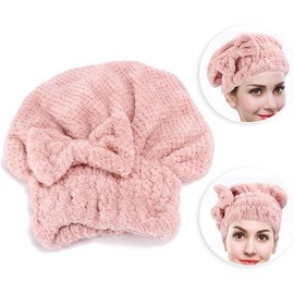Envoltura de Toallas para el Cabello, Toalla para Secar el Cabello Envoltura de Cabello de Secado Rápido Sombrero Engrosamiento Sombrero para Secar el Cabello para Baño Ducha para Mujeres Niñas Rosa