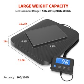 KKZ Shipping Scale, 440 LB Heavy Duty Postal Scale for Packages, Large Mailing Scale for Postage, Industrial, Small Business, Laundry, Warehouse, Stainless Steel