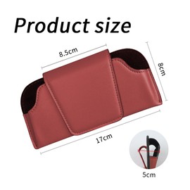 GTLM Magnetic Glasses Holder for Car, Soft Leather Sunglasses Holder Car, Universal Sun Visor Organiser for Car Interior, Car Accessories Interior for Truck, SUV, Motorhome (Red)
