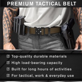 TECEUM Tactical Belt – Brown B3 S – Heavy-Duty Military, Work, Hiking,Rigger, Utility, EDC Men’s Belts – Quick-Release – Nylon Web