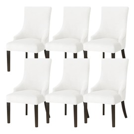 Set of 6 White Velvet Wingback Side Chair Cover Wingback Dining Chair Covers Slipcovers Stretch Sloping Armchair Cover Parsons Chair Cover Protector for Kitchen Banquet (White, Set of 6)