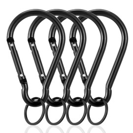 4 Pack Carabiner Clip Large, 10cm Large Carabiner Clip Heavy Duty with Key Rings for Walking a Dog, Outdoor Camping, Hiking (Warning: Not for Human Suspension or Weight Bearing)