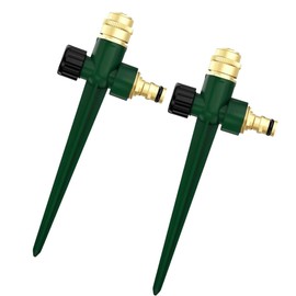 Metal Lawn Sprinkler, Automatic Brass Sprinkler with Spike Base, 360° Adjustable Sprinkler System for Grass, Patio, Garden, Watering