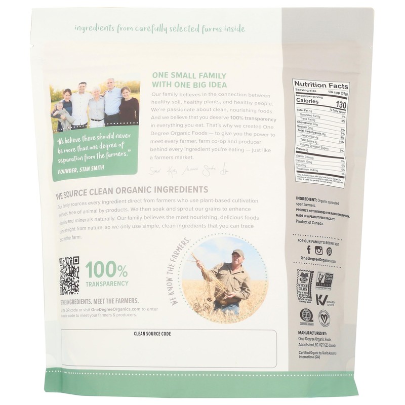 One Degree Organics Organic Sprouted Spelt Flour, 32 oz