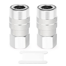 Gasher 2PCS 3/8-Inch Female Industrial Coupler,3/8 Inch NPT Female Threads Size, Quick Connect Air Coupler
