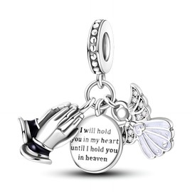 GOINEVA Angel Faith Charm 925 Sterling Silver Charm Fits Women's Charm Bracelet & Necklace Valentine's Day Mother's Day Jewelry Gifts for Women