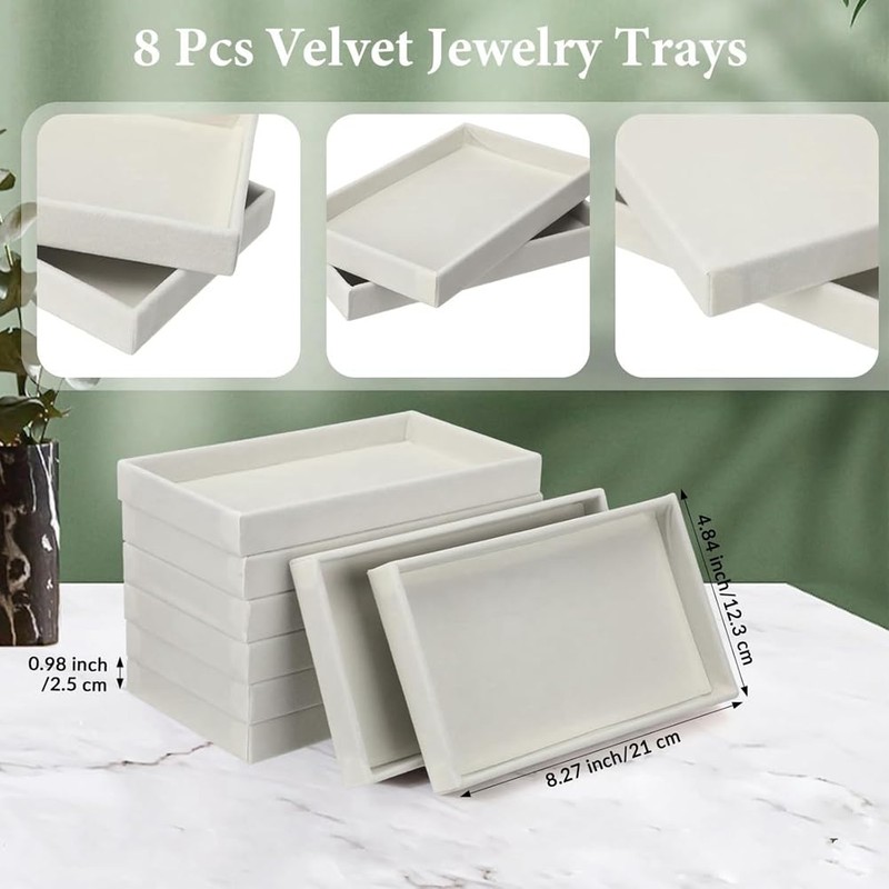 Snblzhef 8 Pcs Stackable Jewelry Tray Jewelry Organizer Tray Empty