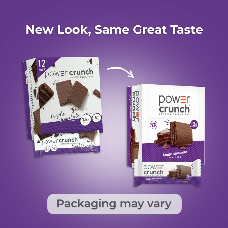 Power Crunch Protein Energy Wafer Bars, Triple Chocolate, 1.4 Ounce