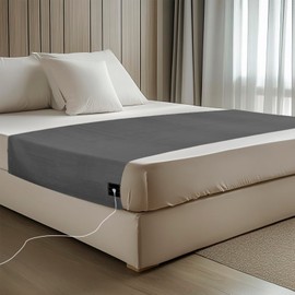 HUNAIGEE Grounding Sheets Grounded Half Sheet 36"x100" Fit All Bed Sizes Conductive Flat Sheets with Cord & Clips, Earth Connected for Improved Sleep Organic Cotton+Silver Fiber Gray