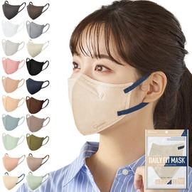 Iris Ohyama RK-F5SUB Daily Fit Mask, JIS Certified, Non-woven Fabric, Sculpted, Bi-Color, Regular Size, Individually Packaged, Blends With Your Complexion, Fall, Pack of 5, Pale Beige and Navy