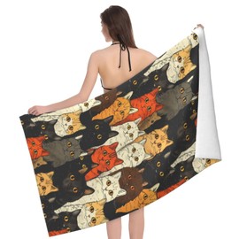 MIEPOS Cute Cat Beach Towel,32x52in,Quick-Dry Sand-Free Pet Bath Towels,Microfiber Lightweight for Travel Pool Yoga Beach Outdoor Activities Decor Accessories Gifts (Colorful Kitten)