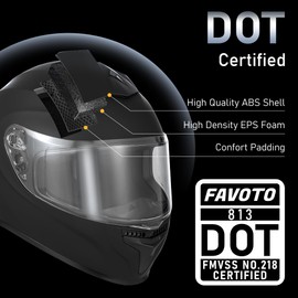 Favoto Full Face Motorcycle Helmet with 2 Visors and Anti-fog Film, DOT Approved Street Bike Helmet for Adult Men Women (Black&Carbon Fiber, M-XL)