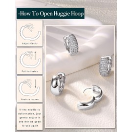 Chriscoco 2 Pairs of Hoop Earrings Gold/Silver Hoop Earrings Gold Set for Multiple Piercings Hypoallergenic Earrings Silver CZ Small Lightweight Golden Earrings Women, copper, No gemstone