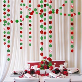 HQKJGSYX 13 Feet Custom Banner Baby Shower Banner Red Green Circle Dots Party Garland Banner Decoration Paper Streamer Backdrop Hanging Decor for Birthday Engagement Wedding Christmas Party Decor