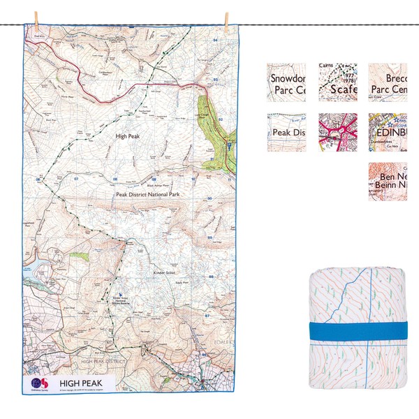 Lifemarque Unisex - Adult SoftFibre OS Map Towel, High Peak,