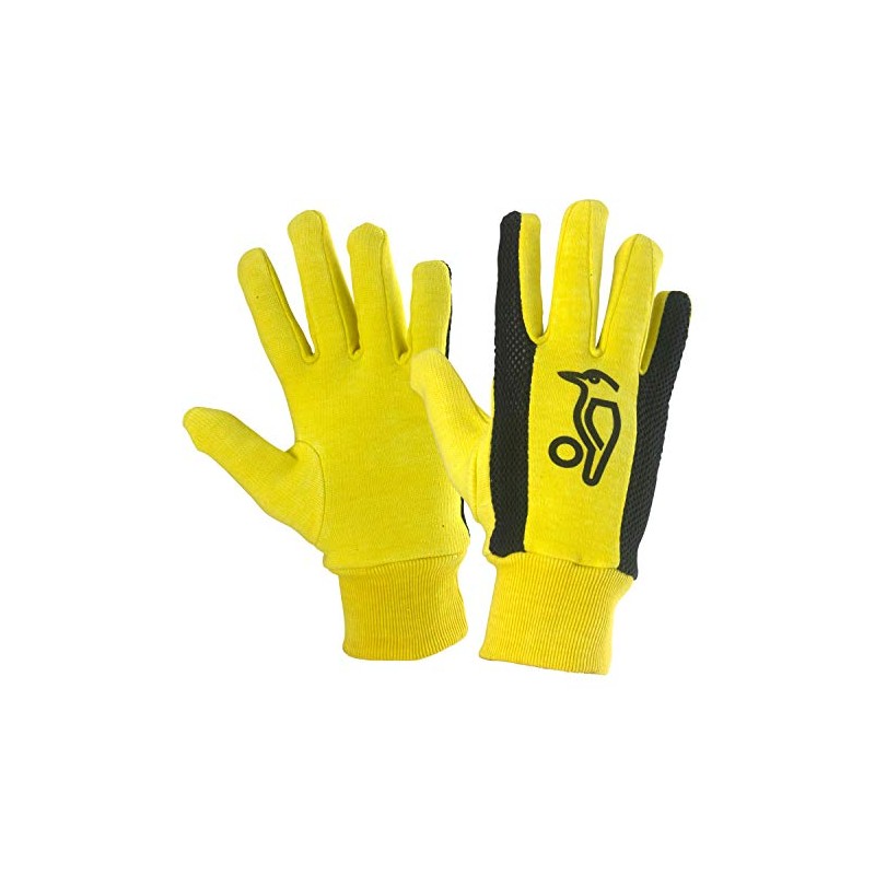 Kookaburra Unisex-Youth Plain Cotton Wicket Keeping Inners, Yellow/Black, Youth EU