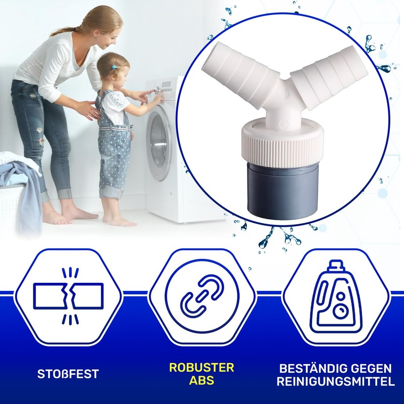 Monteral Washing Machine Drain Adapter and Double Connection Y-Distributor for